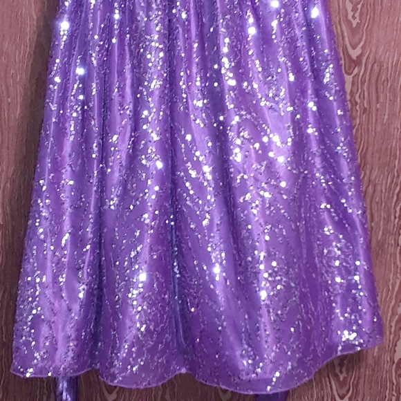 PURPLE FORMAL SLEEVELESS DRESS WITH SMALL SEQUINS - Picture 3 of 7